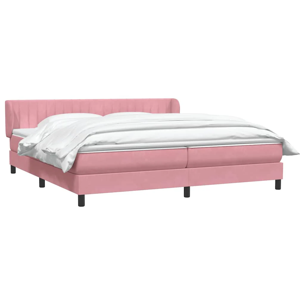 kontinentalseng med madrasser 180x210 cm fløjl lyserød - Image 3