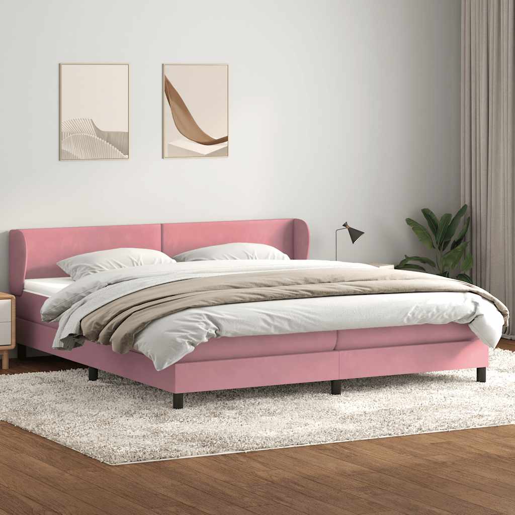 kontinentalseng med madrasser 180x210 cm fløjl lyserød - Image 3