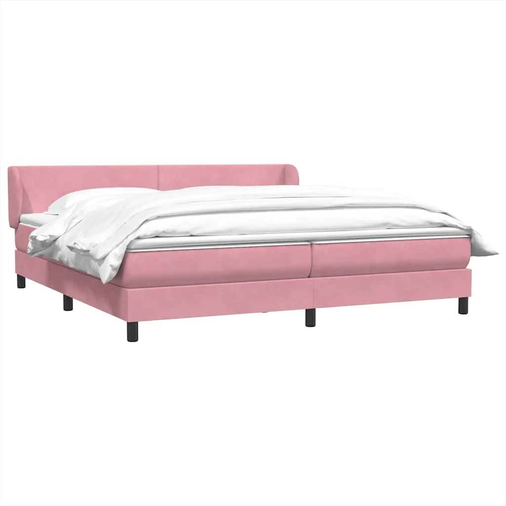 kontinentalseng med madrasser 180x210 cm fløjl lyserød - Image 4