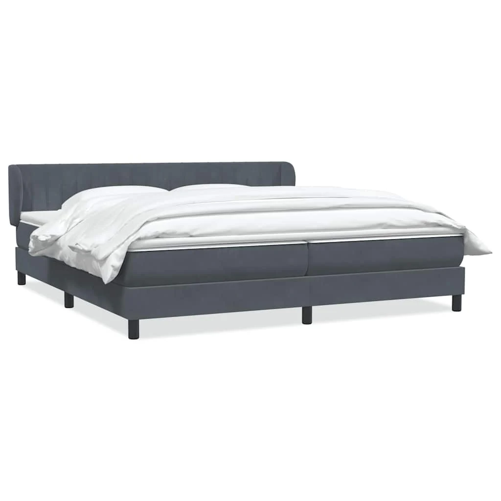 kontinentalseng med madrasser 180x210 cm fløjl mørkegrå - Image 2