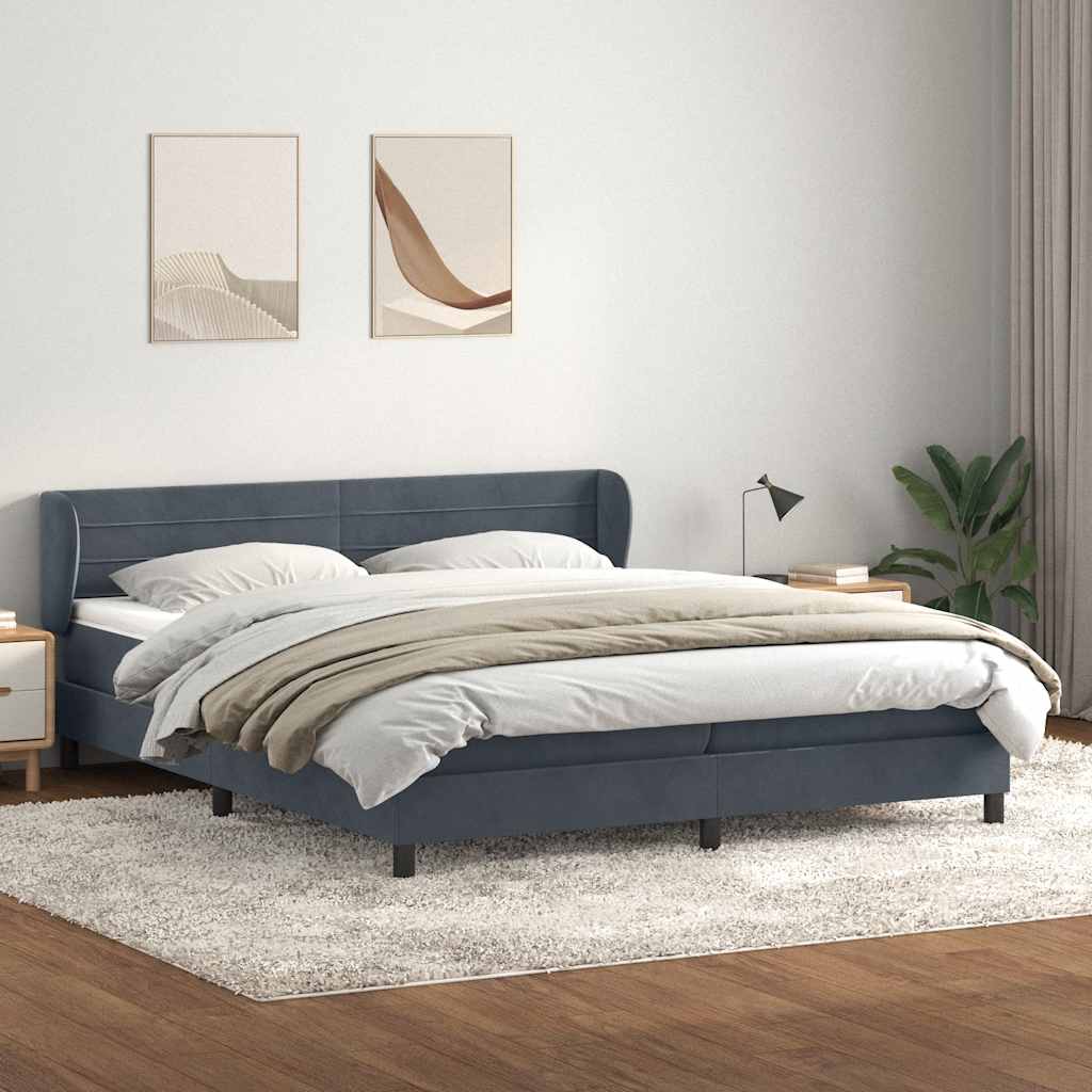 kontinentalseng med madrasser 180x210 cm fløjl mørkegrå