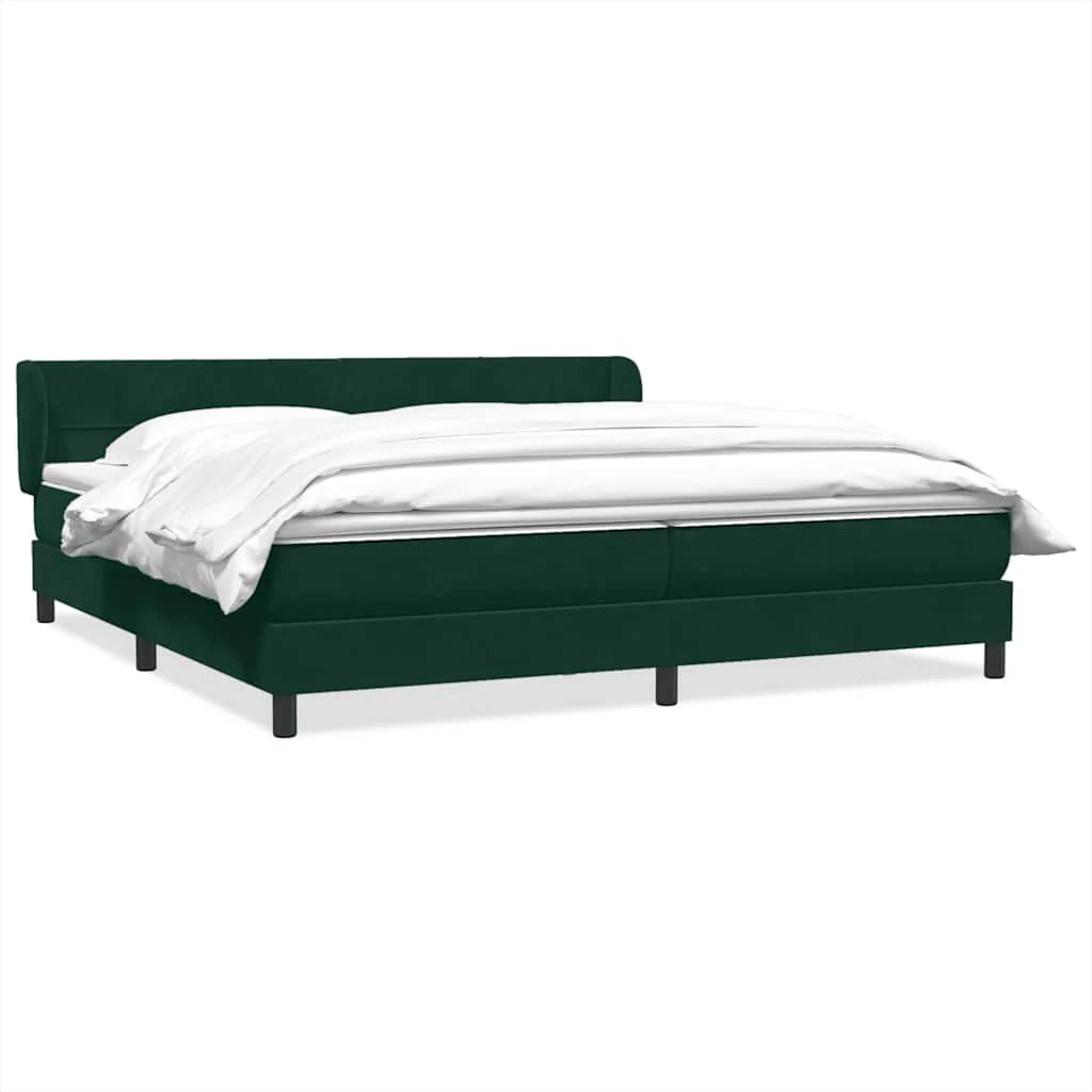kontinentalseng med madrasser 180x220 cm fløjl mørkegrøn - Image 2