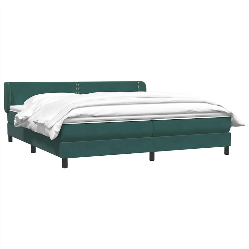 kontinentalseng med madrasser 180x220 cm fløjl mørkegrøn - Image 3