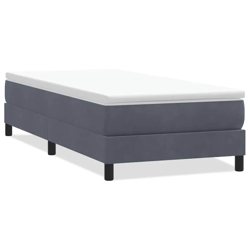 kontinentalseng uden madras 100x210 cm fløjl mørkegrå - Image 2