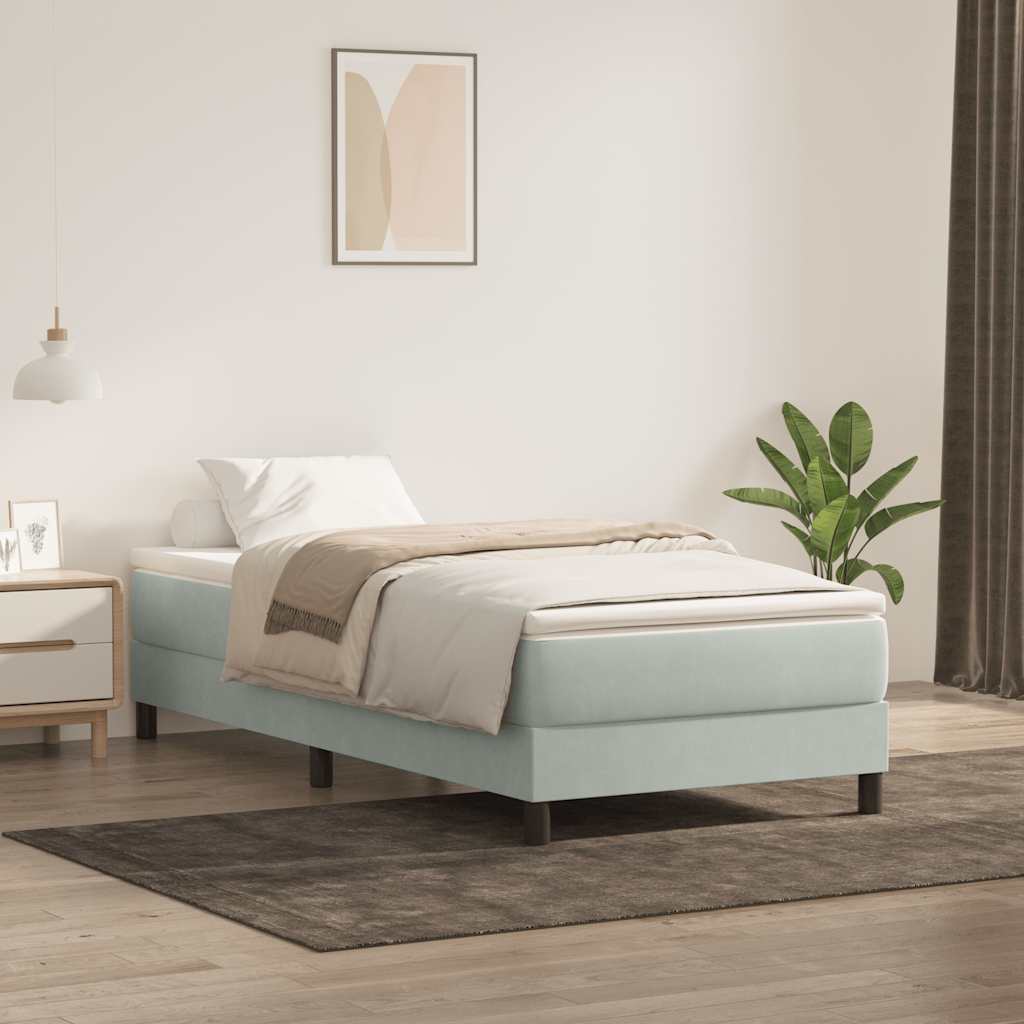 kontinentalseng uden madras 80x210 cm fløjl lysegrå - Image 4