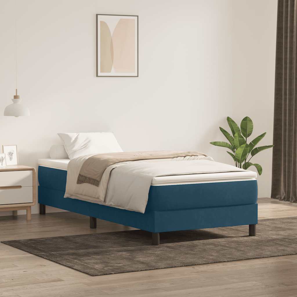 kontinentalseng uden madras 80x220 cm fløjl mørkeblå