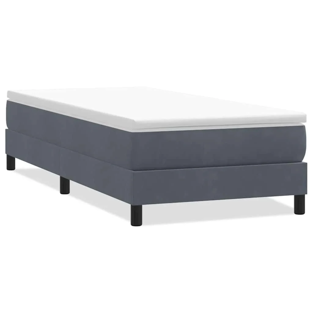 kontinentalseng uden madras 90x210 cm fløjl mørkegrå - Image 2