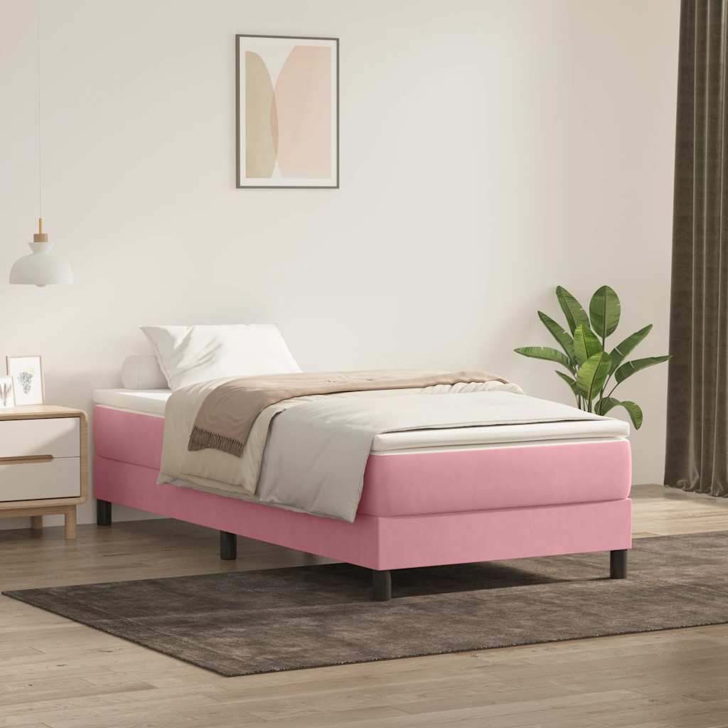 kontinentalseng uden madras 90x220 cm fløjl lyserød