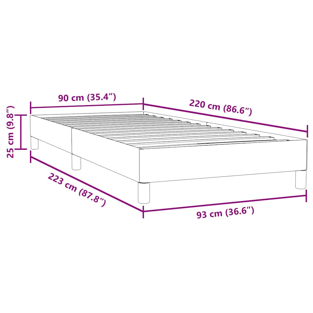 kontinentalseng uden madras 90x220 cm fløjl sort - Image 9