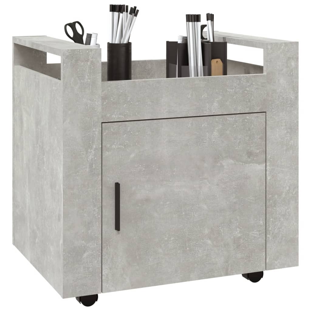 kontorvogn 60x45x60 cm konstrueret træ betongrå - Image 4