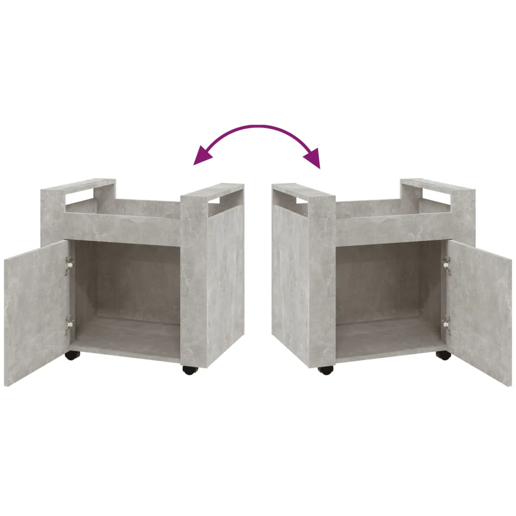 kontorvogn 60x45x60 cm konstrueret træ betongrå - Image 8