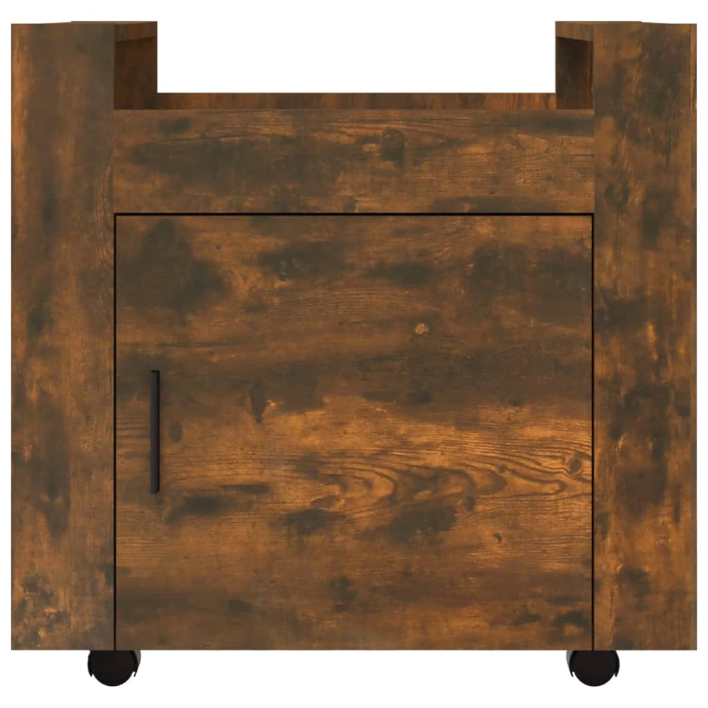 kontorvogn 60x45x60 cm konstrueret træ røget egetræsfarve - Image 6