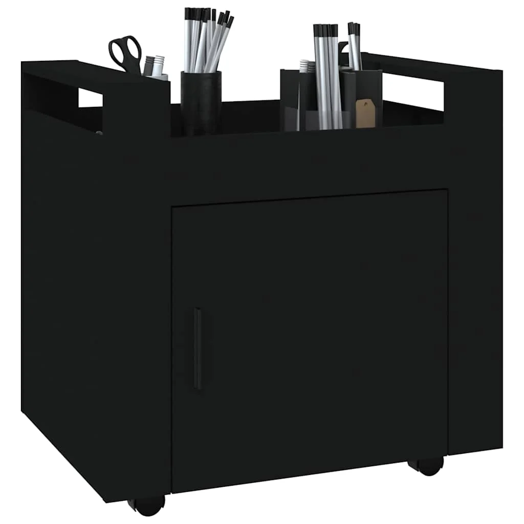kontorvogn 60x45x60 cm konstrueret træ sort - Image 4