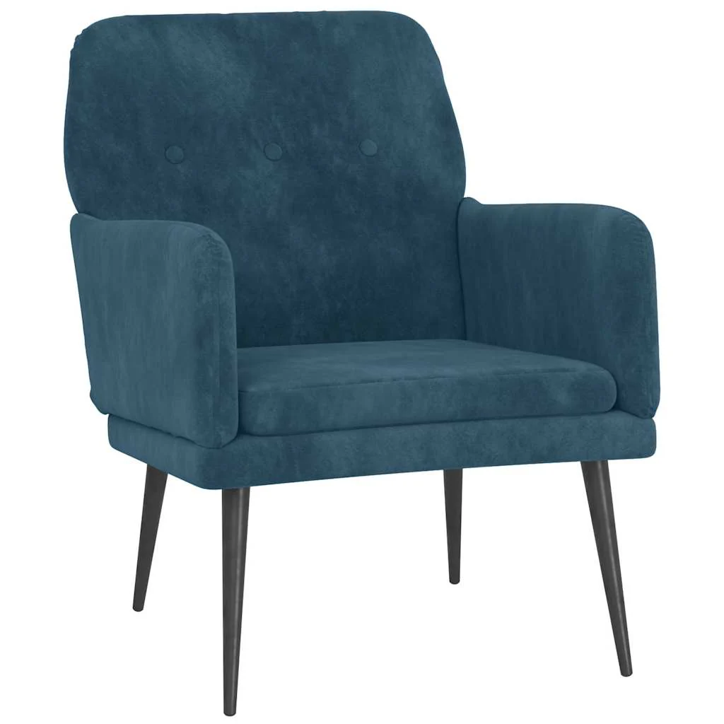 lænestol 62x79x79 cm velour blå - Image 2