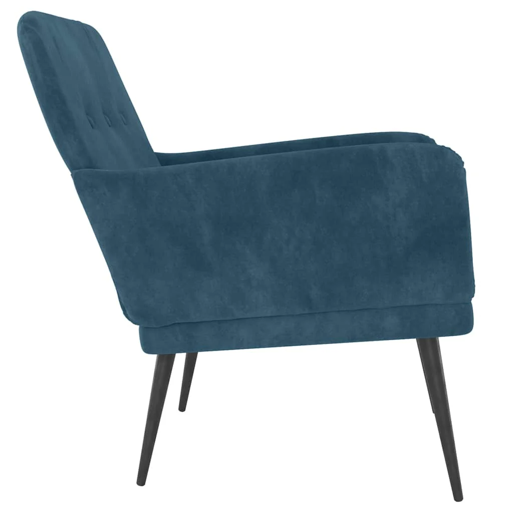 lænestol 62x79x79 cm velour blå - Image 5
