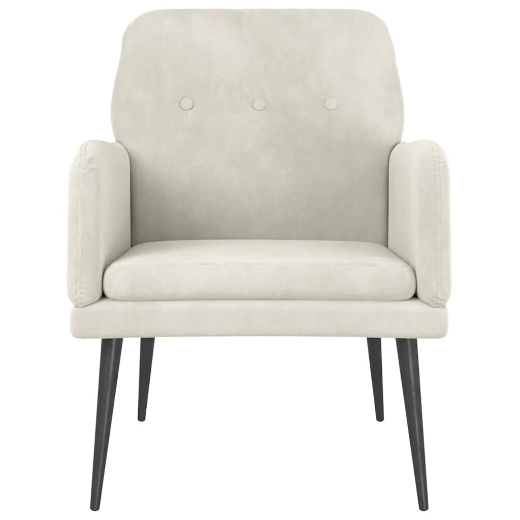 lænestol 62x79x79 cm velour cremefarvet - Image 3