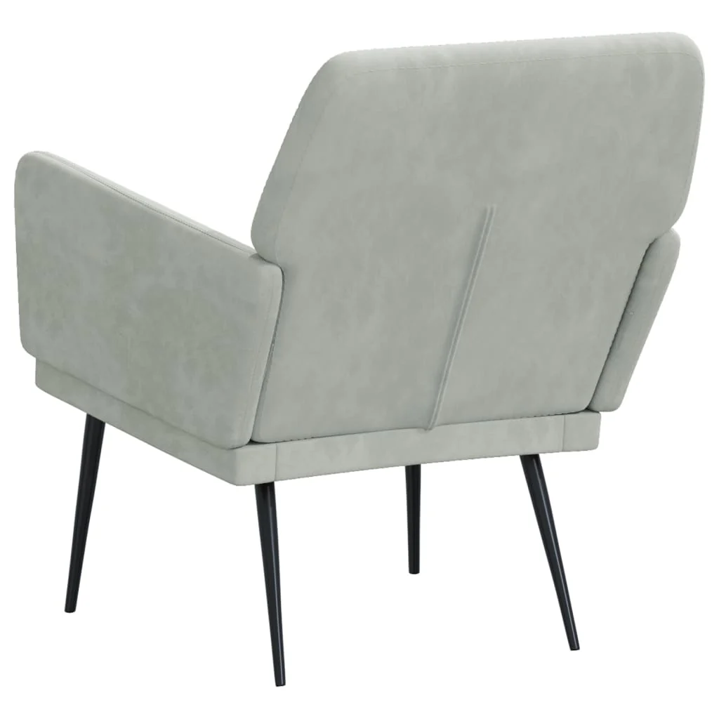 lænestol 62x79x79 cm velour lysegrå - Image 5