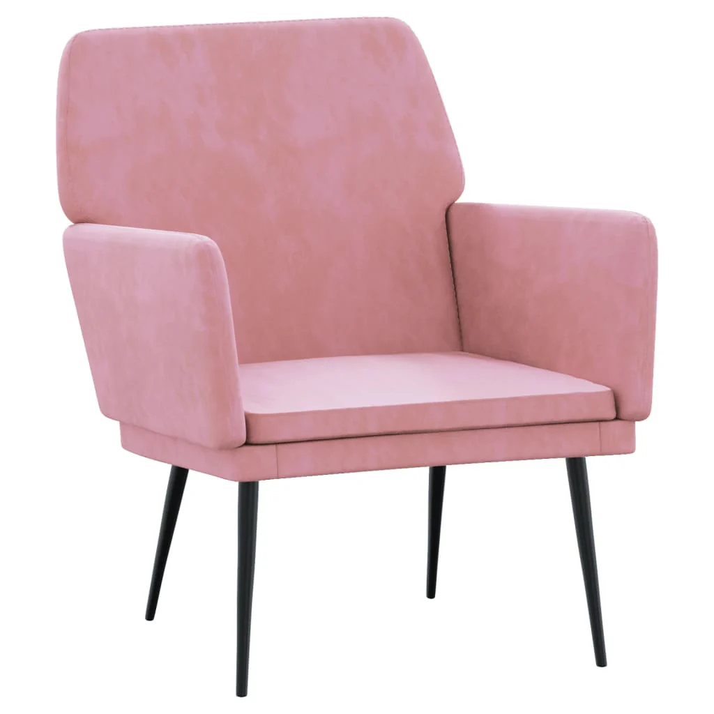 lænestol 62x79x79 cm velour lyserød - Image 2