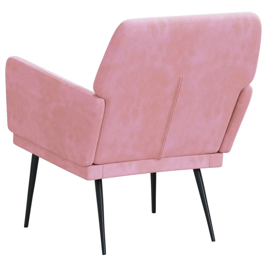lænestol 62x79x79 cm velour lyserød - Image 5