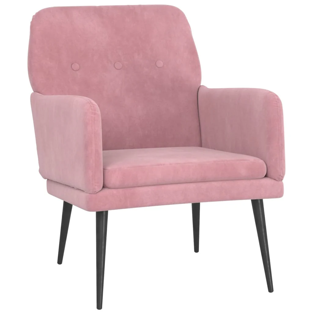 lænestol 62x79x79 cm velour lyserød - Image 2