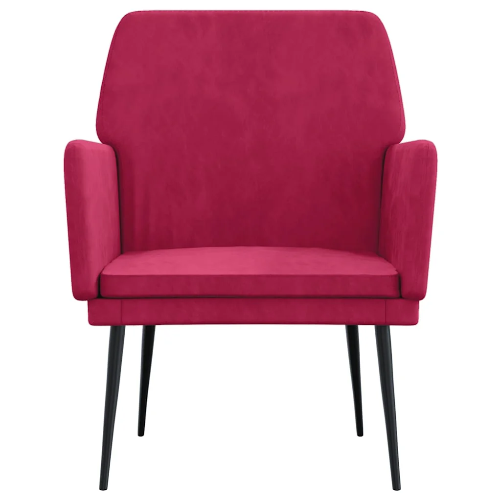 lænestol 62x79x79 cm velour vinrød - Image 3