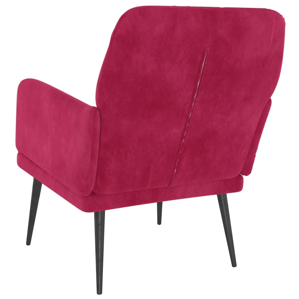 lænestol 62x79x79 cm velour vinrød - Image 5