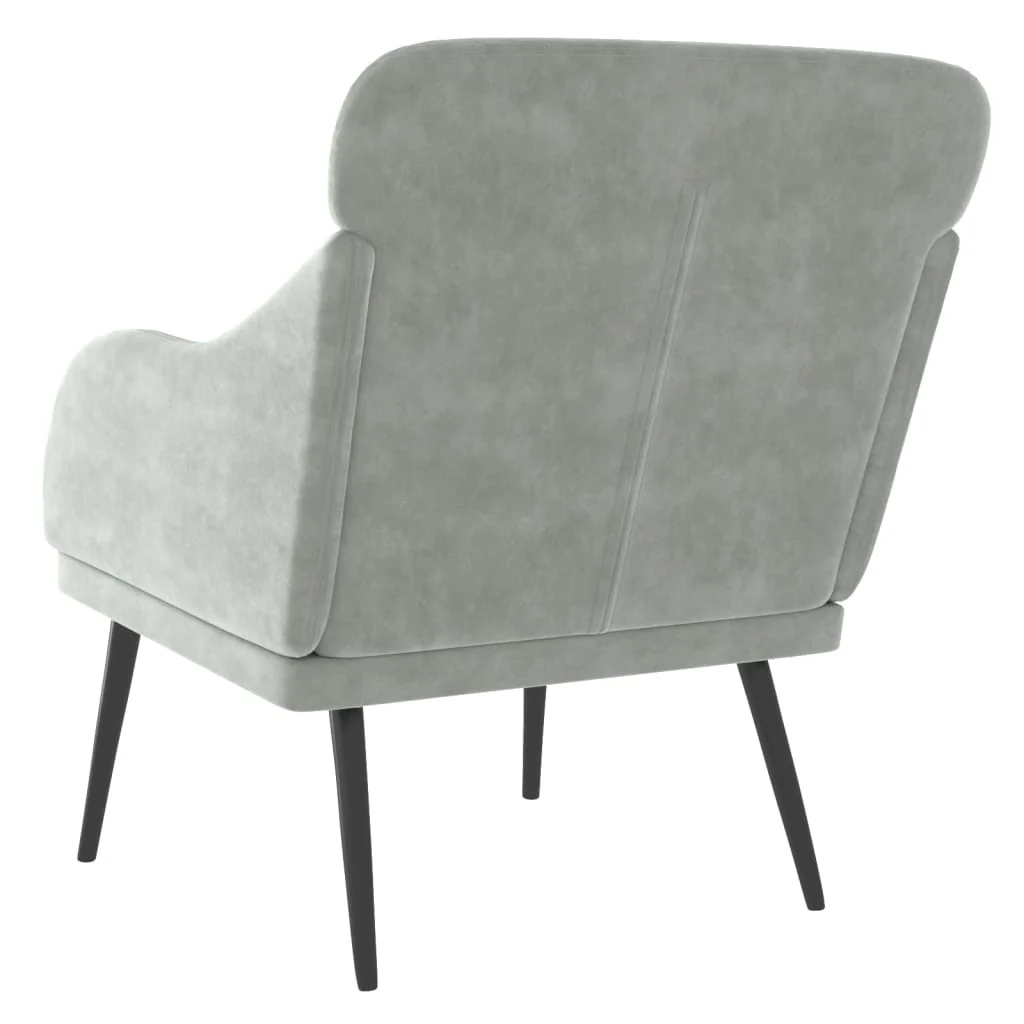 lænestol 63x76x80 cm velour lysegrå - Image 5