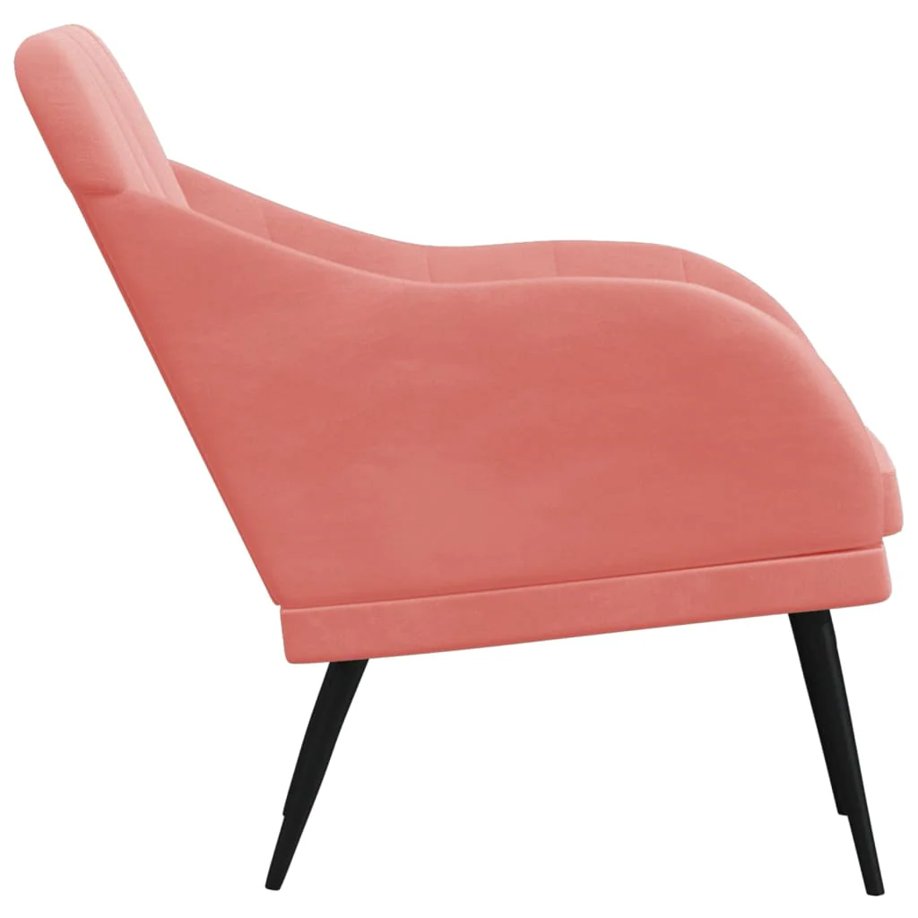 lænestol 63x76x80 cm velour lyserød - Image 4