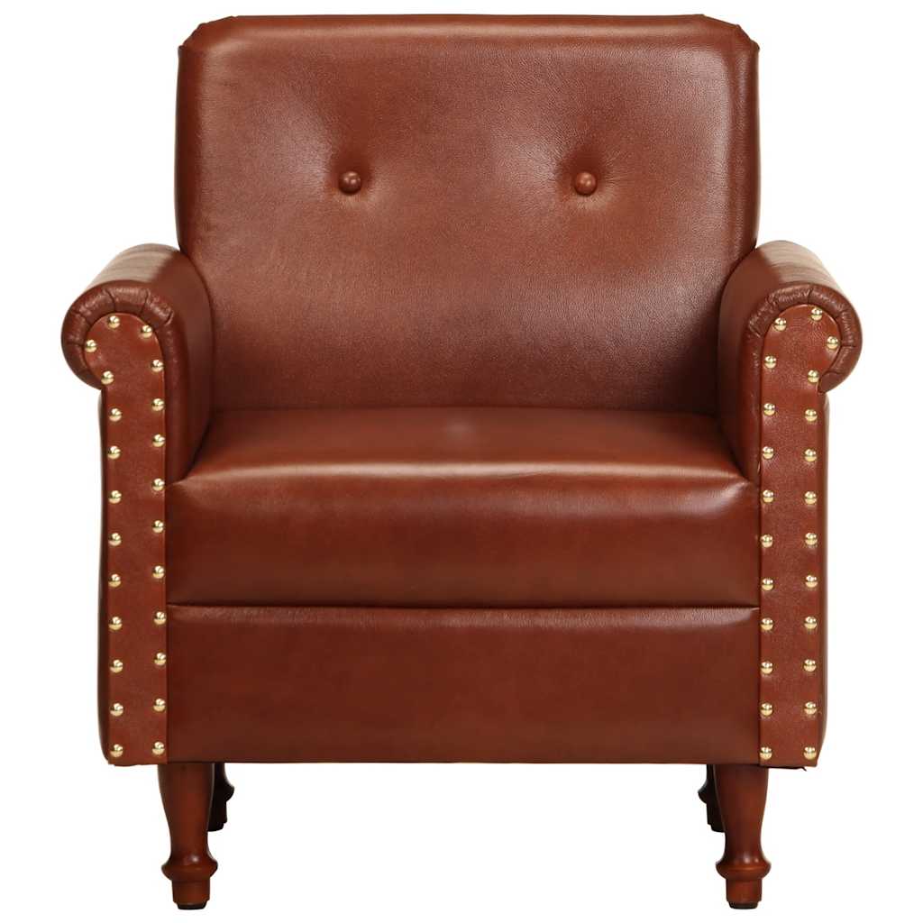lænestol ægte læder brun - Image 2