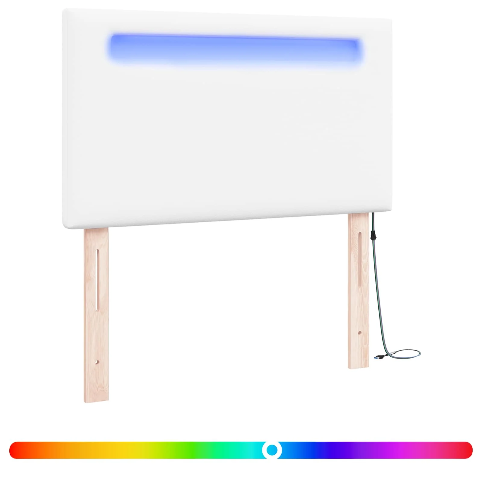 LED sengegavl Hvid 100 cm Faux læder - Image 2
