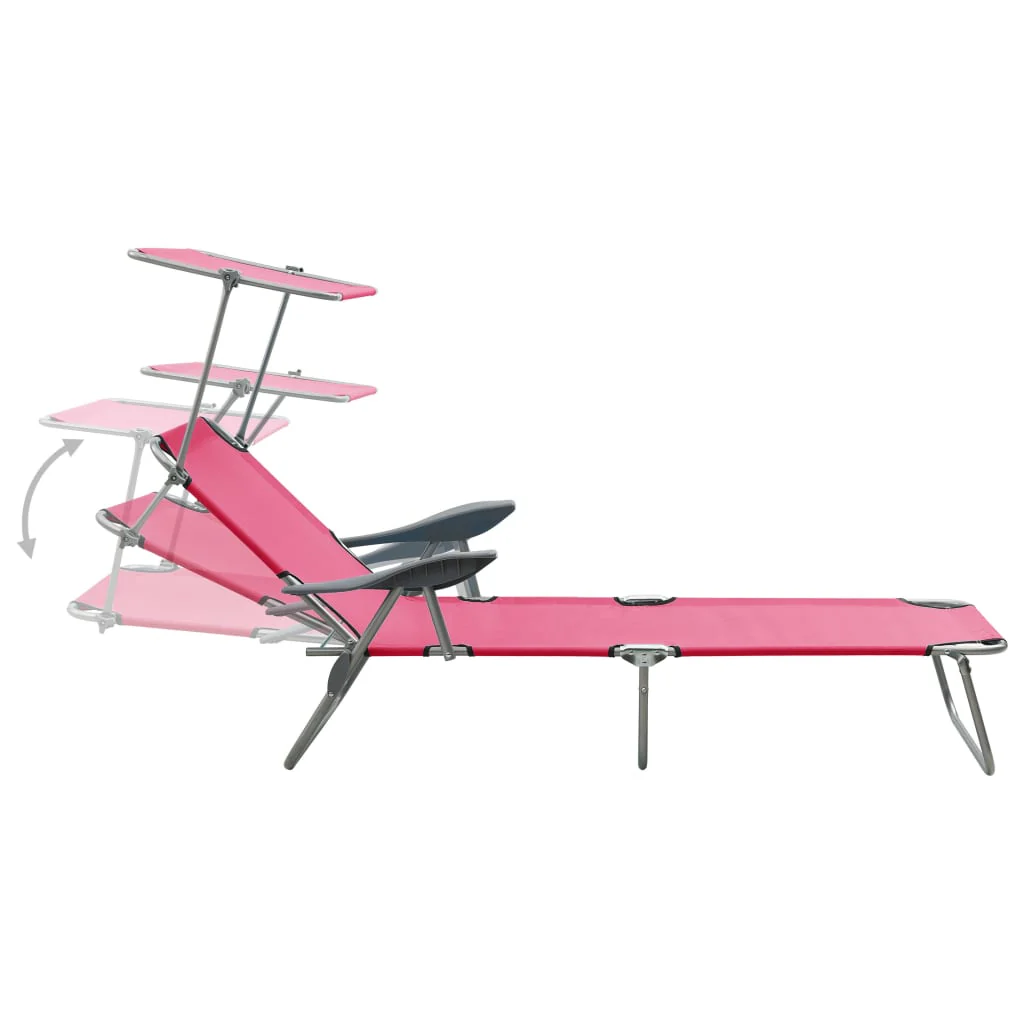 liggestol med baldakin stål pink - Image 4