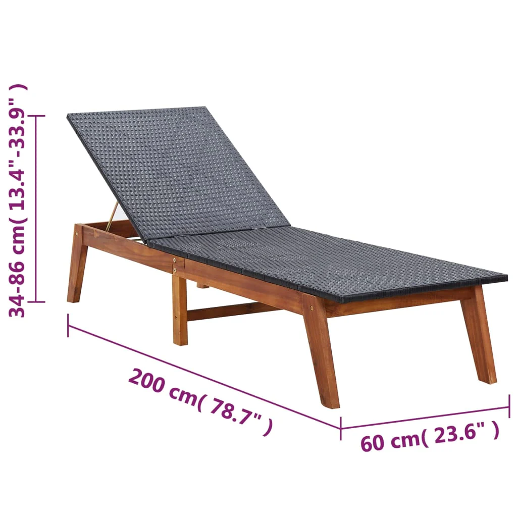 liggestol med bord polyrattan og massivt akacietræ - Image 9