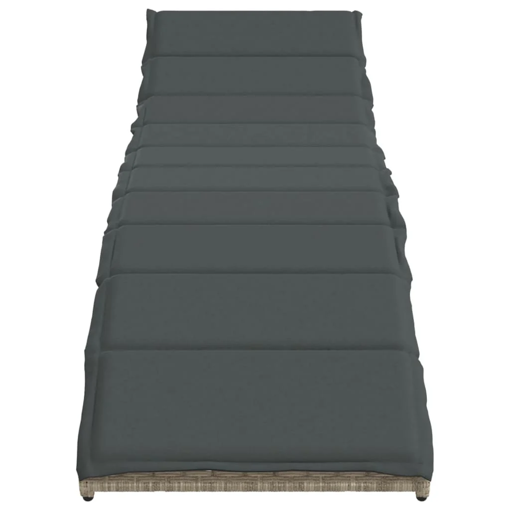 liggestol med hynde 55x199x50 cm polyrattan lysegrå - Image 4