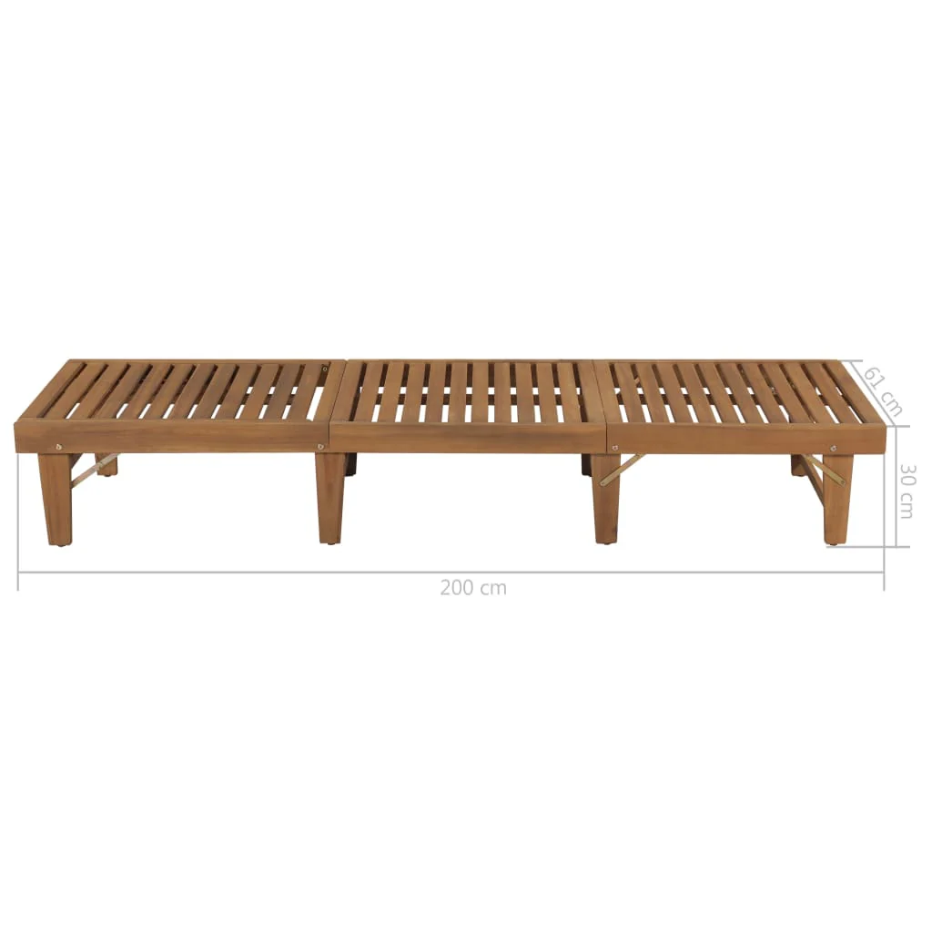 liggestol med hynde foldbar massivt akacietræ - Image 9