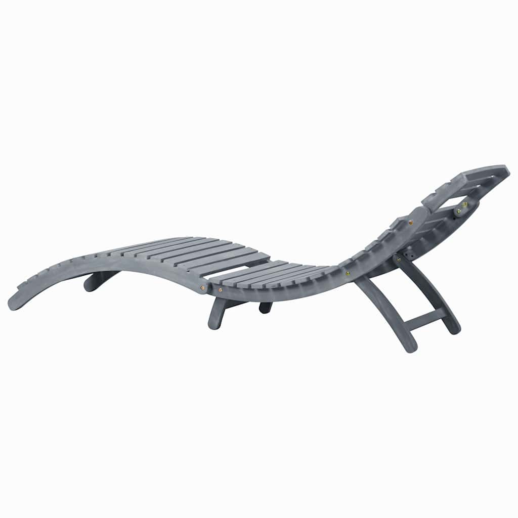 liggestol med hynde massivt akacietræ grå - Image 4