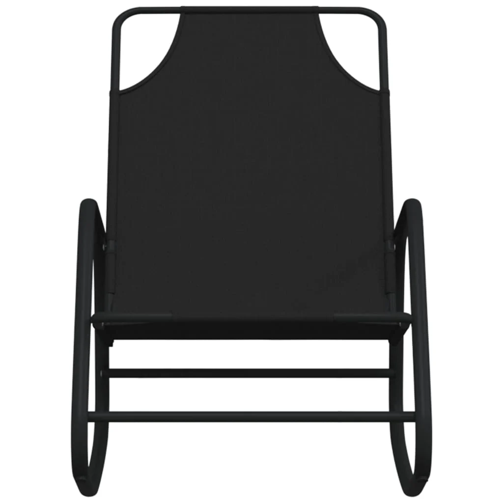 liggestole med gyngefunktion 2 stk. stål og textilene sort - Image 4