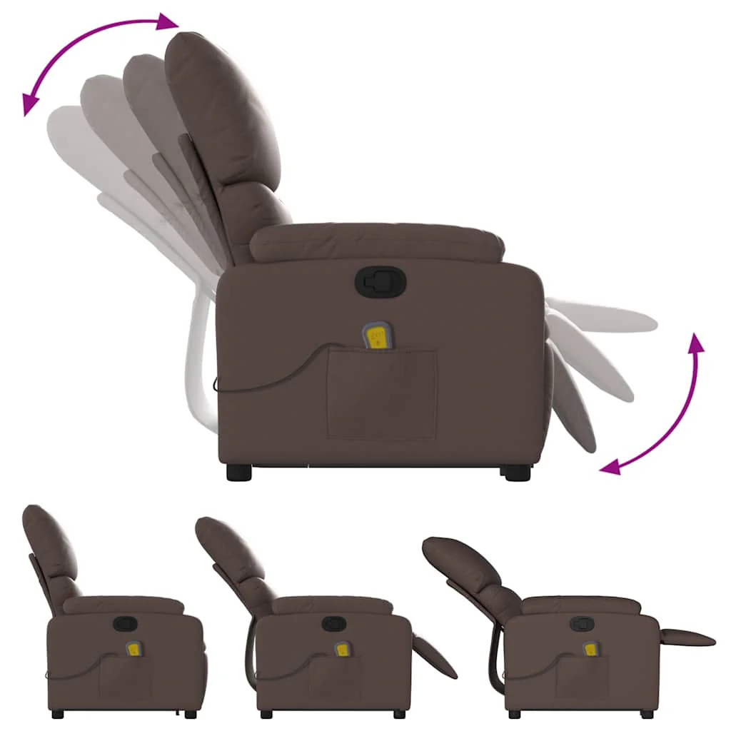 løftestol med massagefunktion kunstlæder brun - Image 7
