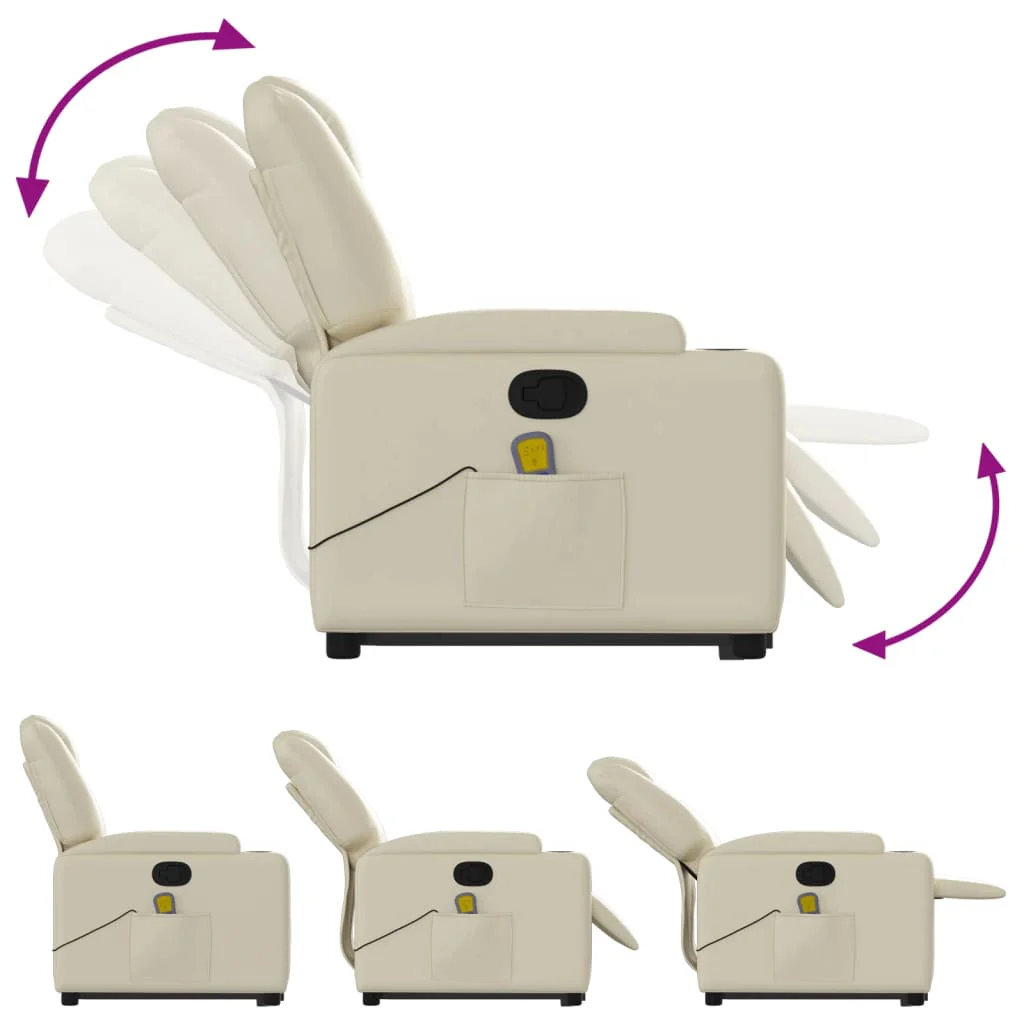 løftestol med massagefunktion kunstlæder cremefarvet - Image 7