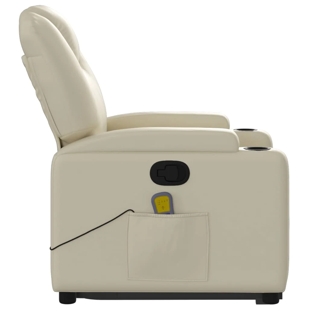 løftestol med massagefunktion kunstlæder cremefarvet - Image 9