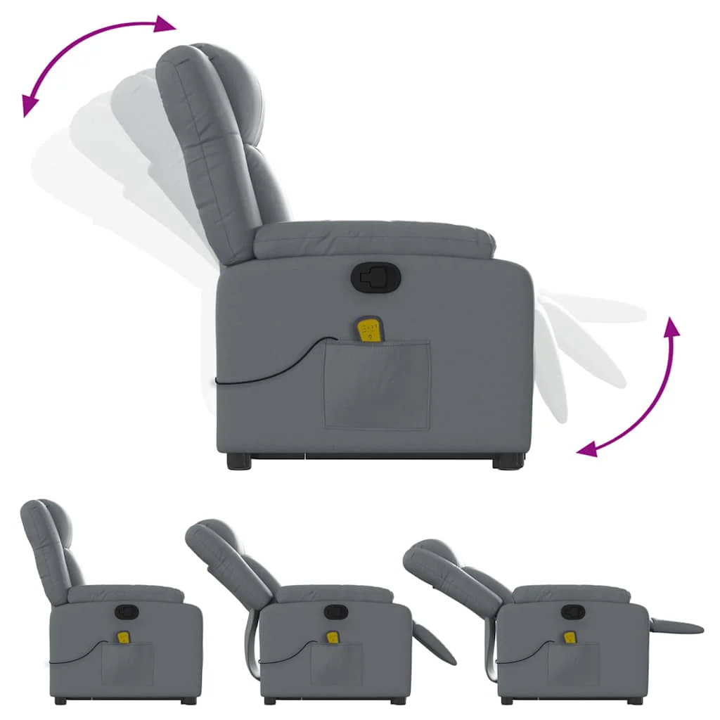 løftestol med massagefunktion kunstlæder grå - Image 7