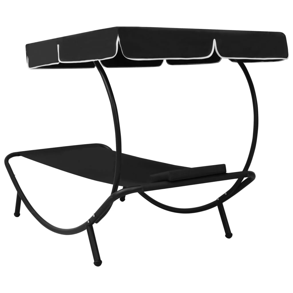 loungeseng med baldakin og pude sort - Image 4
