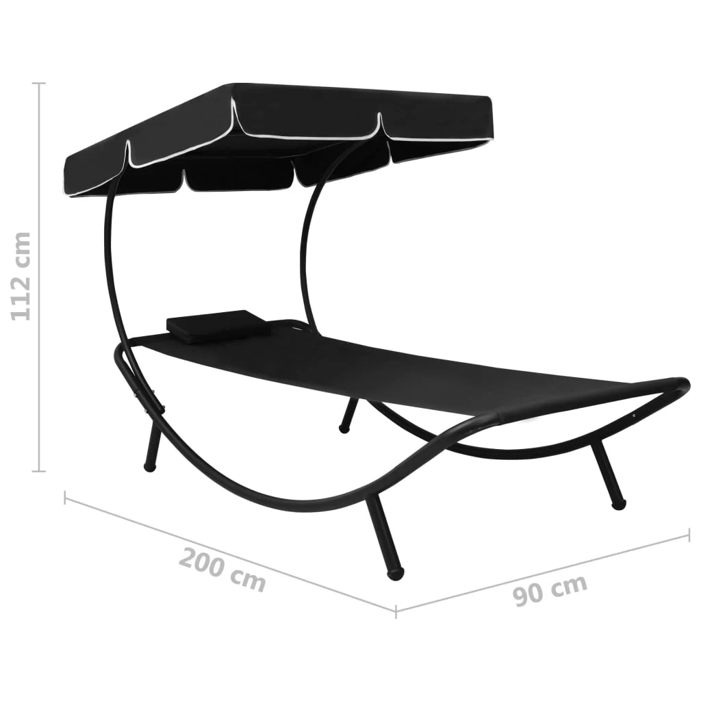 loungeseng med baldakin og pude sort - Image 7