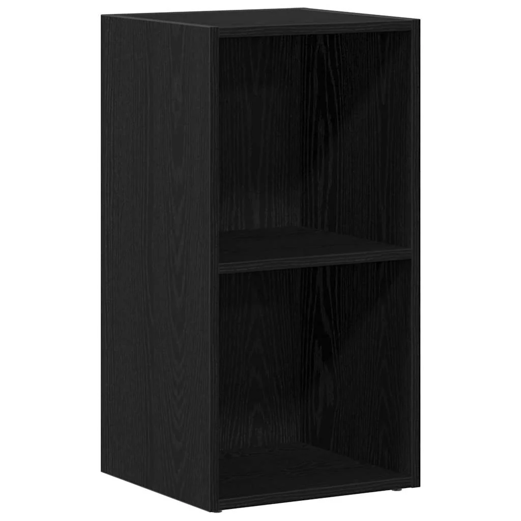 LP-opbevaringsboks 71x34x36 cm konstrueret træ sort-eg - Image 2