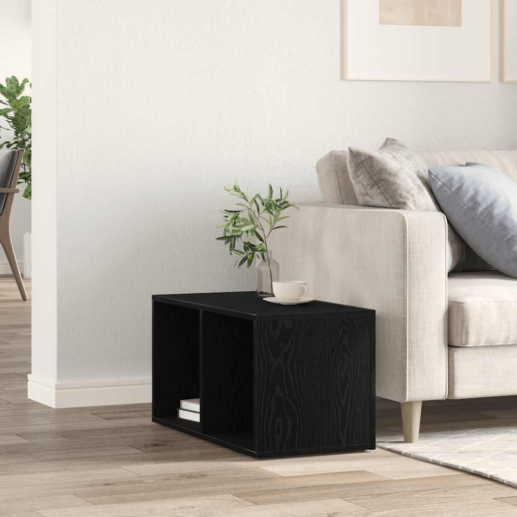 LP-opbevaringsboks 71x34x36 cm konstrueret træ sort-eg - Image 3