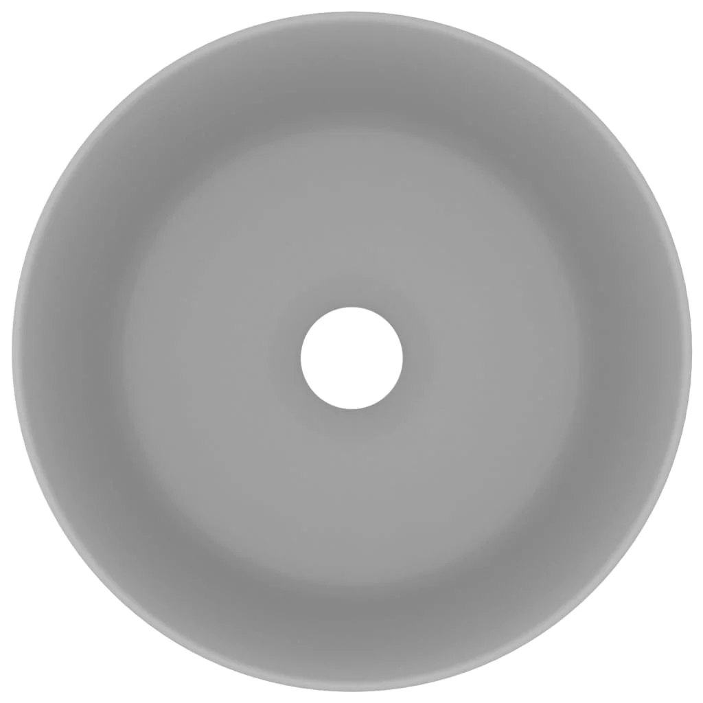 luksuriøs håndvask 40x15 cm rund keramik mat lysegrå - Image 3