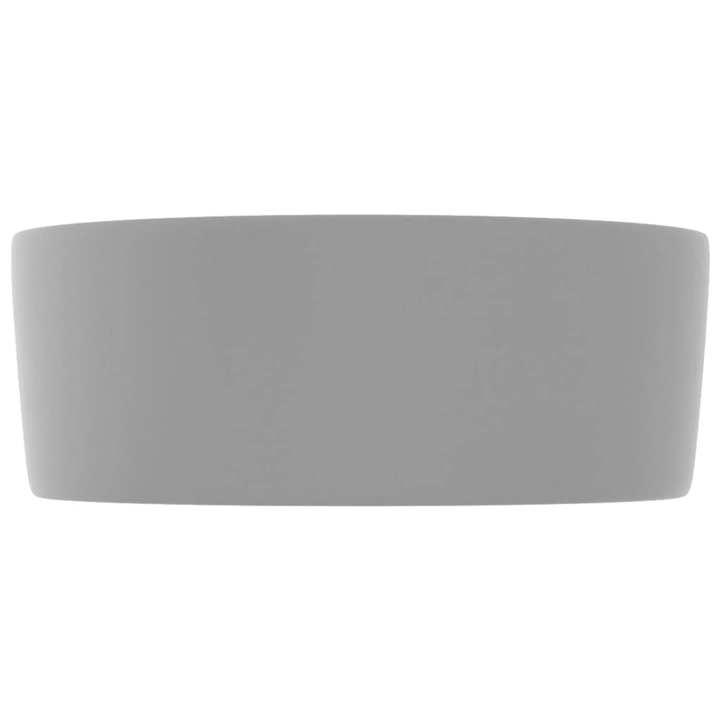 luksuriøs håndvask 40x15 cm rund keramik mat lysegrå - Image 4