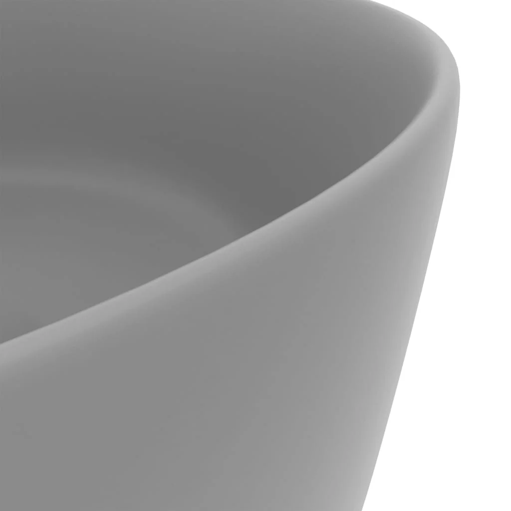 luksuriøs håndvask 40x15 cm rund keramik mat lysegrå - Image 5
