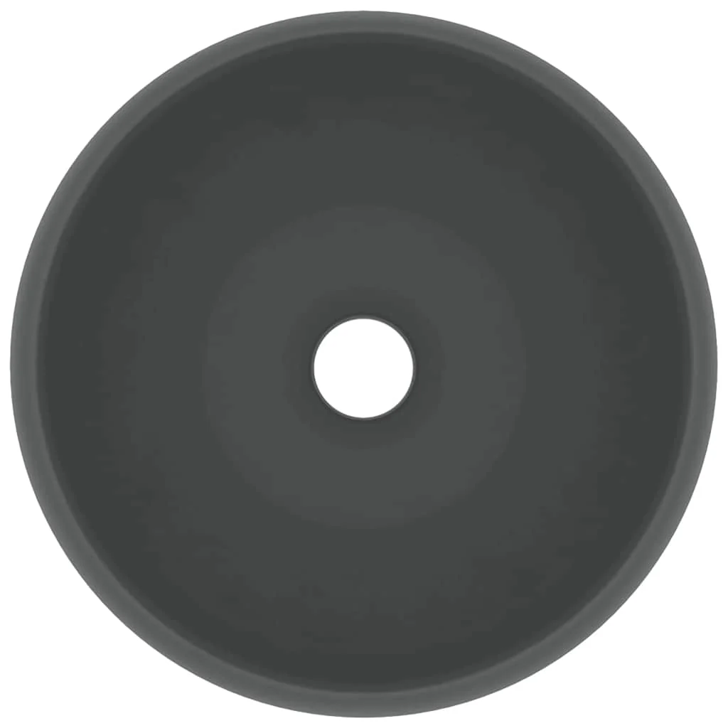 luksuriøs håndvask 40x15 cm rund keramik mat mørkegrå - Image 4