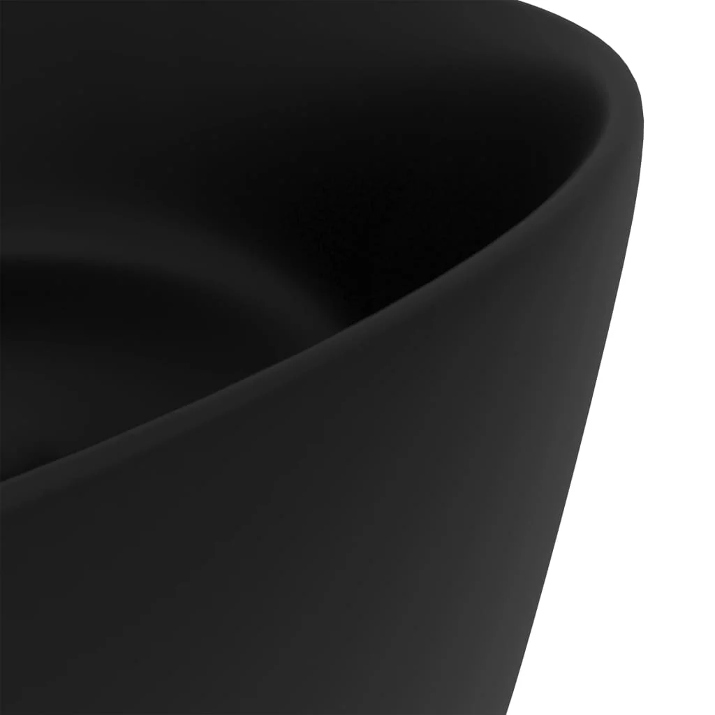 luksuriøs håndvask 40x15 cm rund keramik mat sort - Image 5