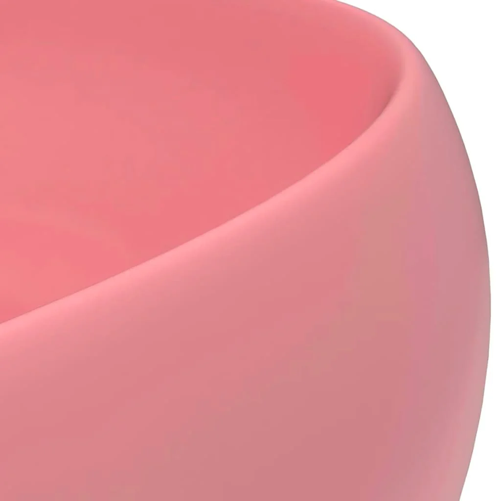 luksuriøs håndvask 40x15 cm rund keramisk mat pink - Image 5